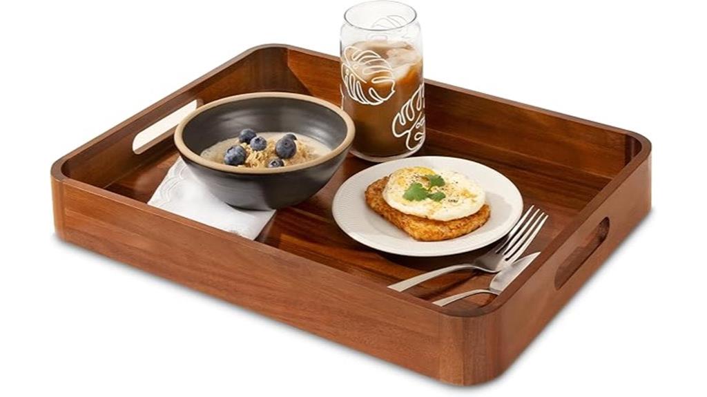 acacia handle serving tray