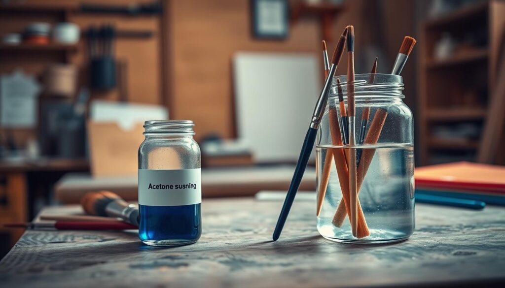 acetone brush cleaning