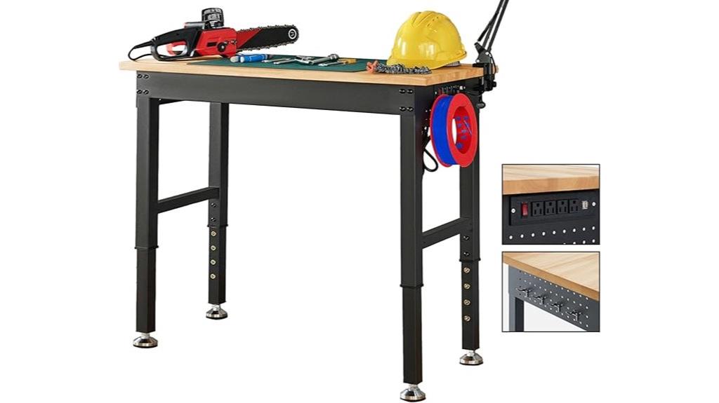 adjustable workbench with outlets