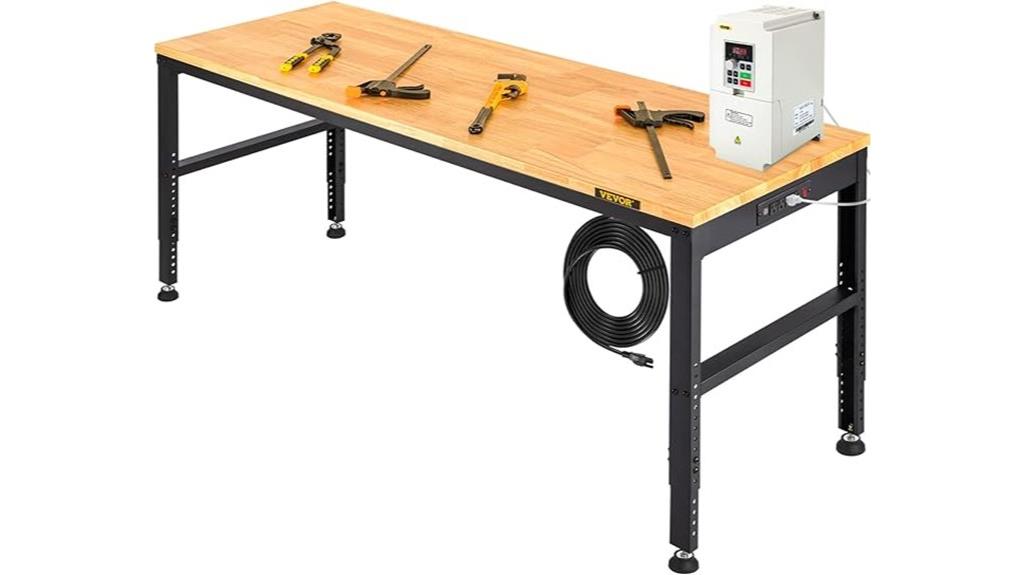 adjustable workbench with outlets