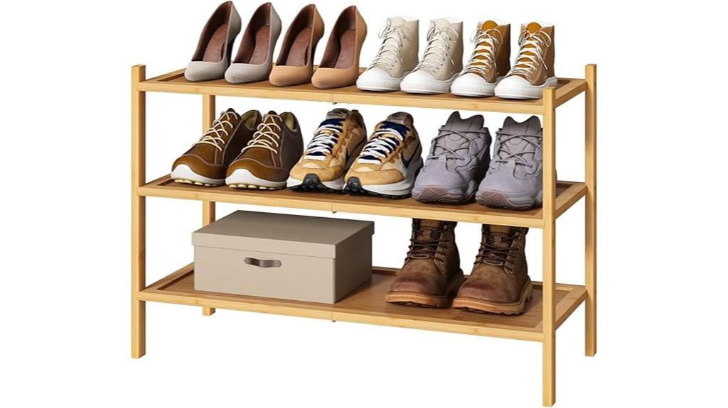 bamboo 3 tier shoe rack