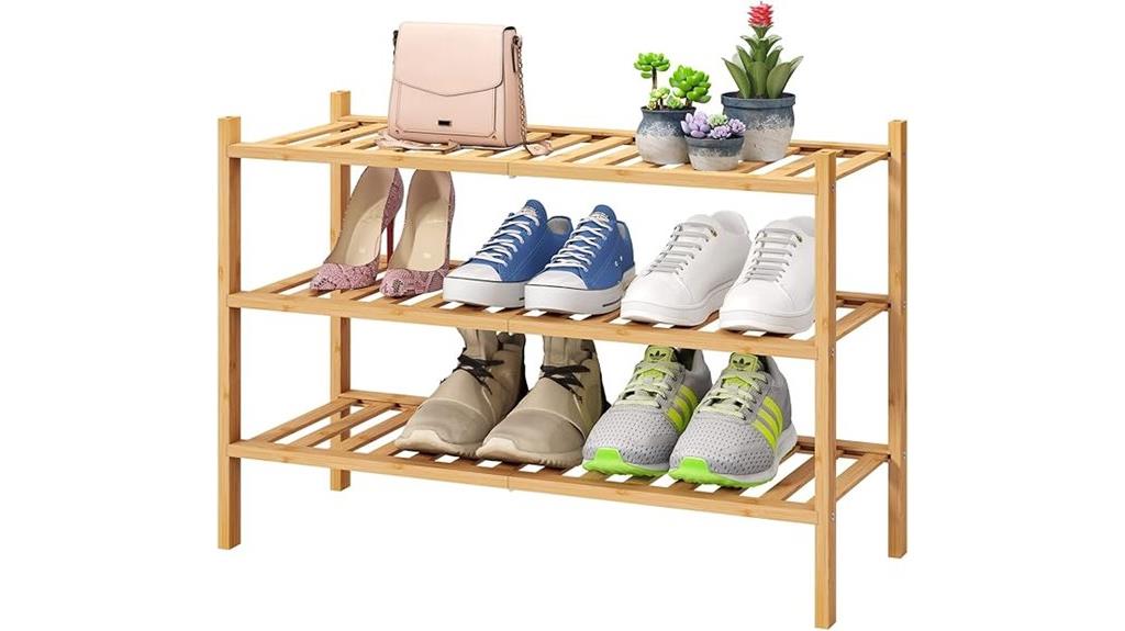 bamboo 3 tier shoe rack