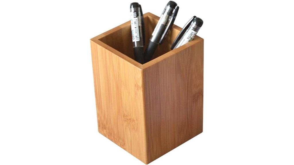 bamboo desk pen holder