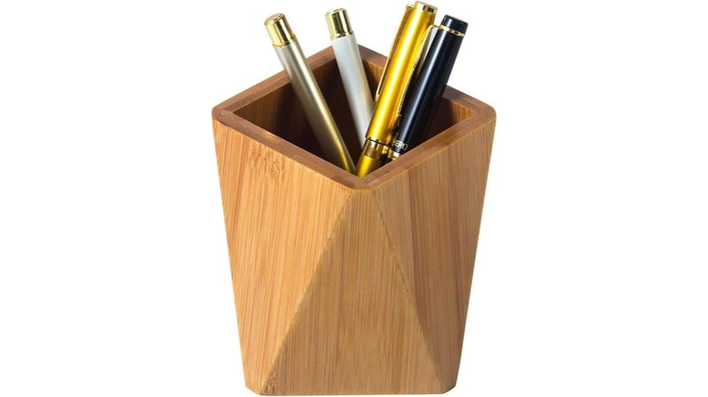 bamboo desk pen holder