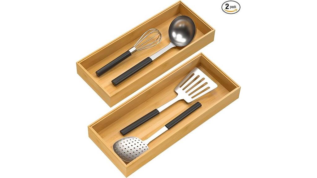 bamboo drawer organizer pair