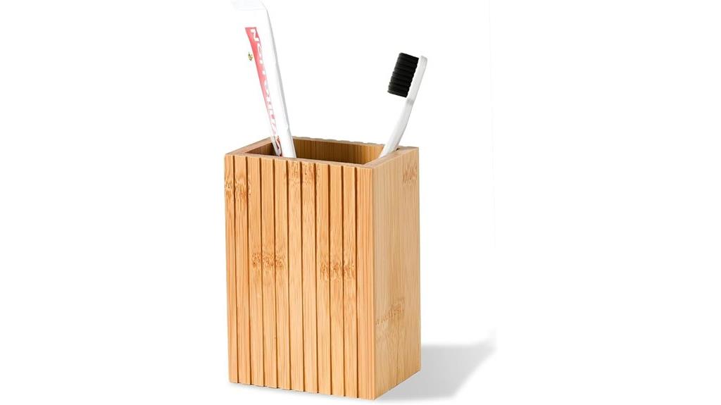 bamboo square toothbrush holder