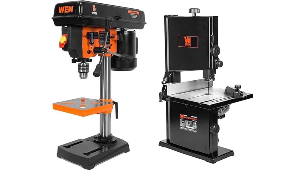 benchtop drill and band saw