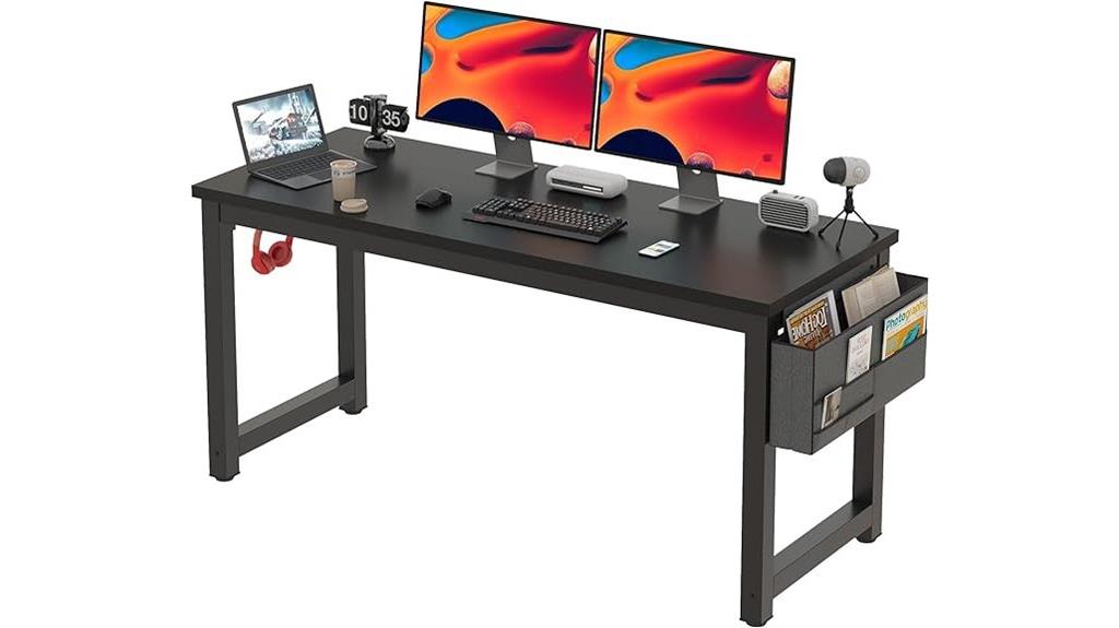 black computer desk with storage