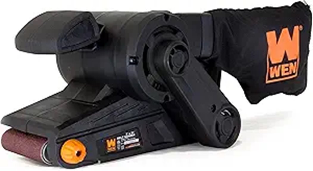 black corded belt sander