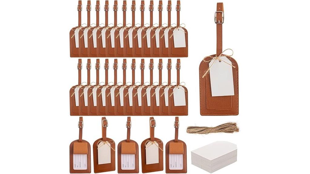 brown luggage tags set