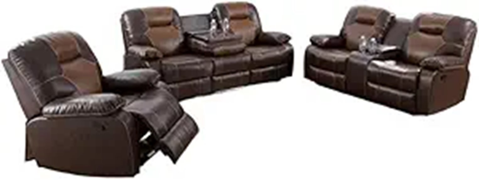 brown manual recliner set