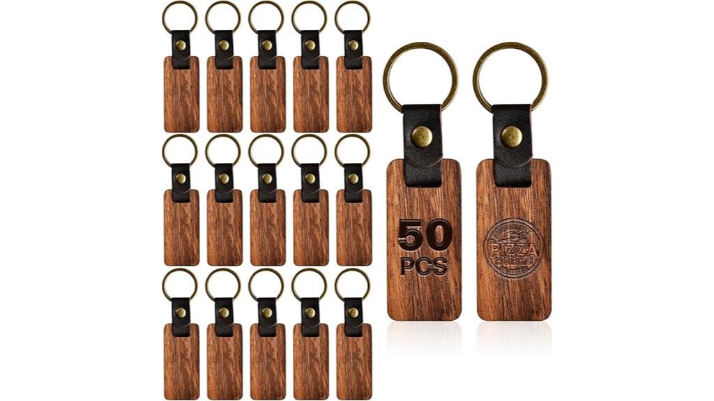bulk leather wood keychains