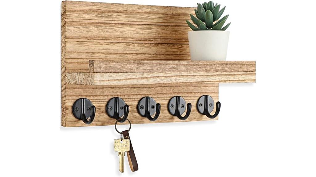 burnt wood wall keyholder