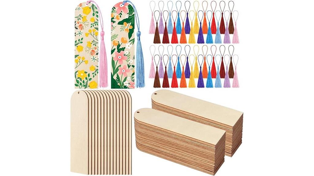 colorful wooden bookmark set