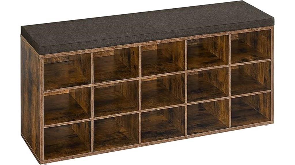 cushioned shoe storage bench