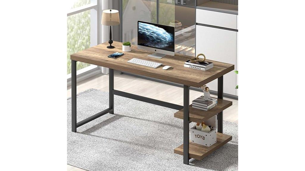 desk with storage shelves