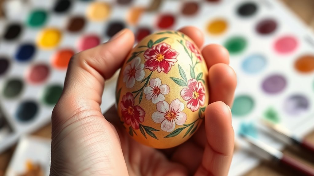 detailed hand painted egg decoration