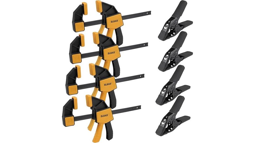 eight piece woodworking clamps