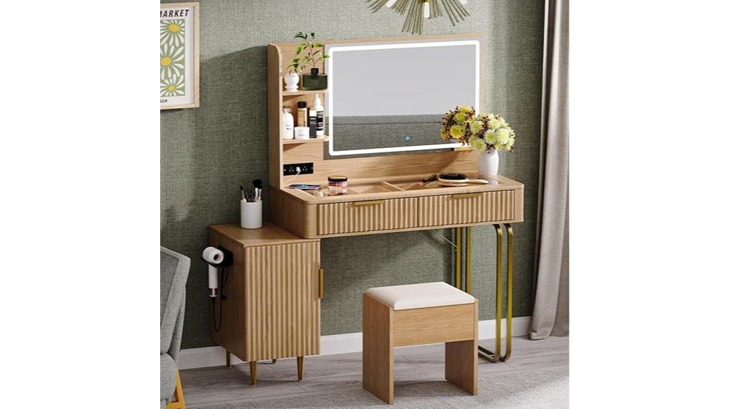 elegant fluted vanity set