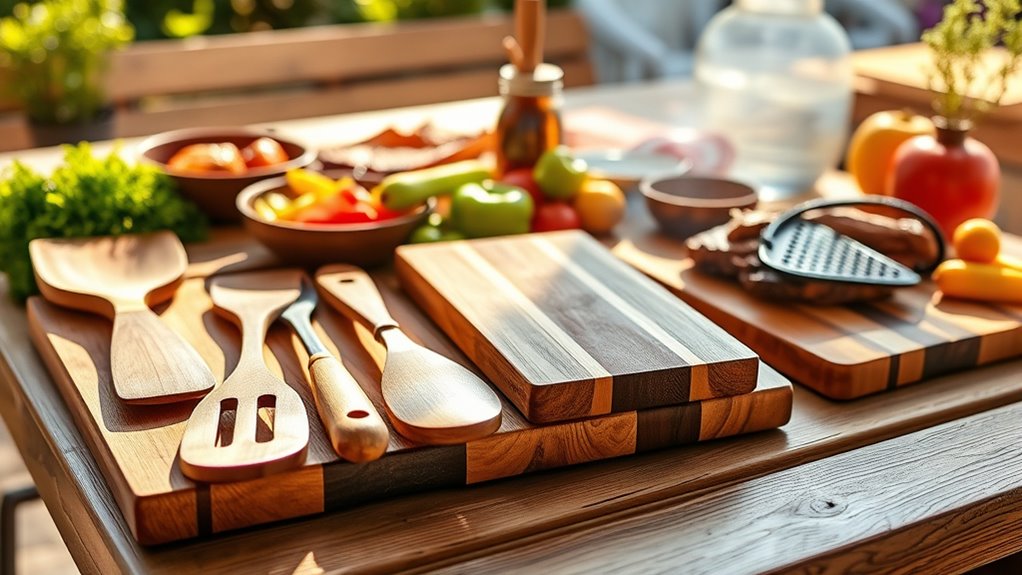 elegant outdoor wooden utensils