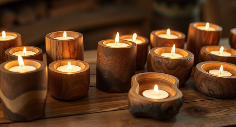 elegant wooden candle holders