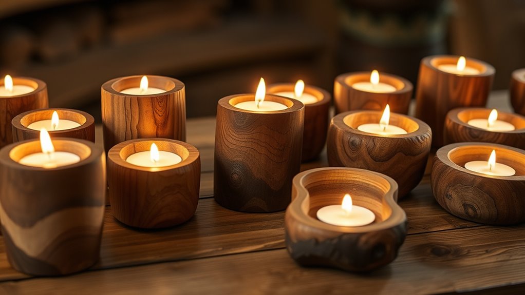 elegant wooden candle holders