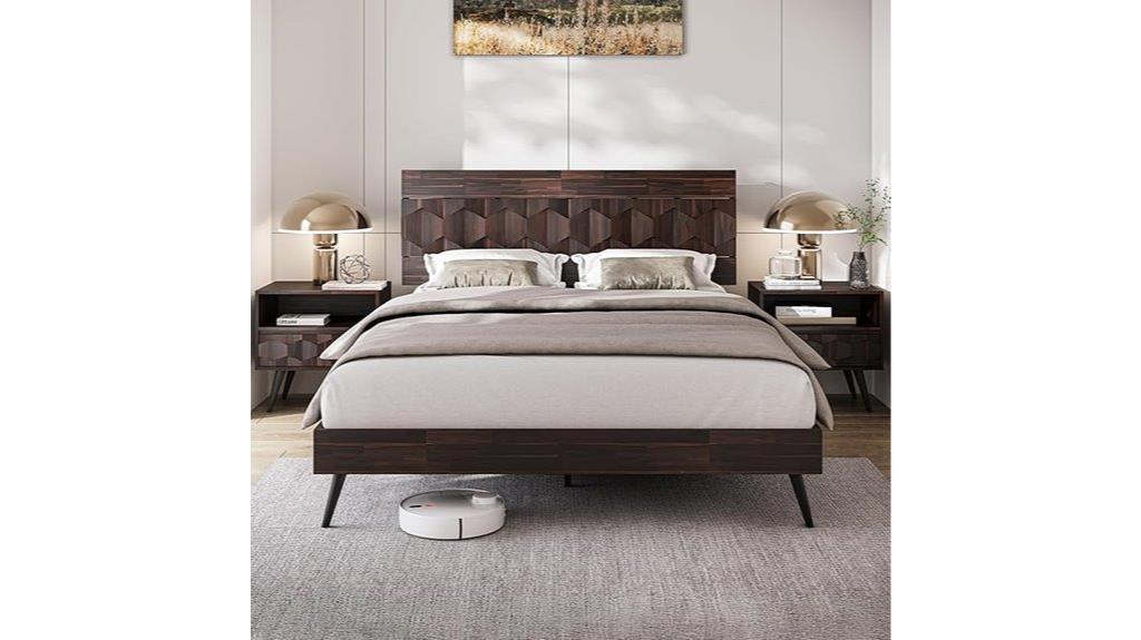 elegant wooden headboard bed