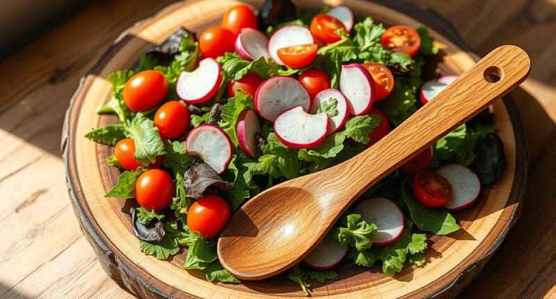 elegant wooden salad servers