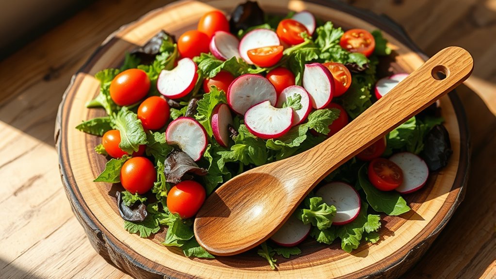 elegant wooden salad servers