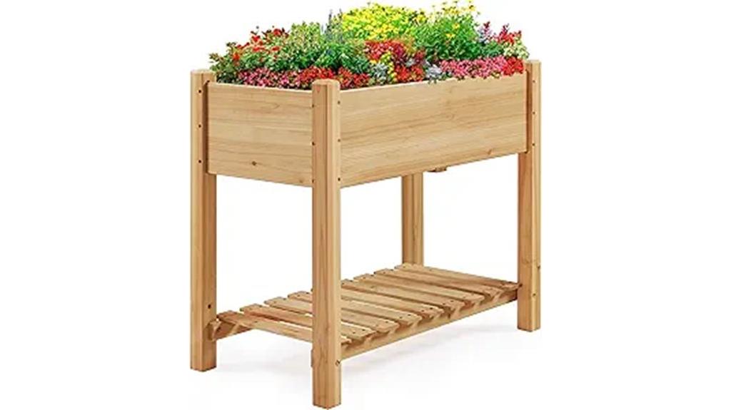 elevated garden bed with storage