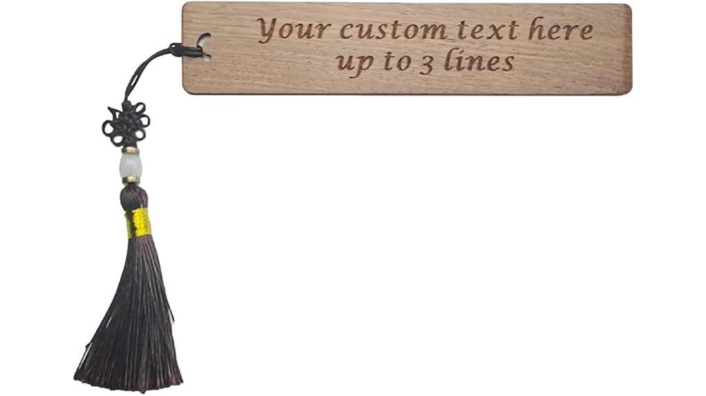 engraved wooden bookmark tassel