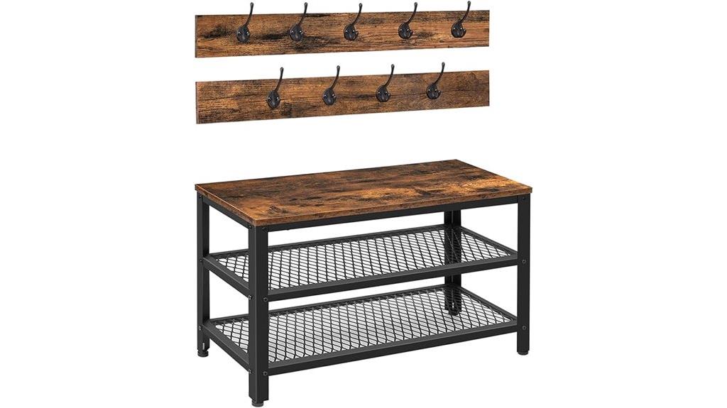entryway bench with hooks