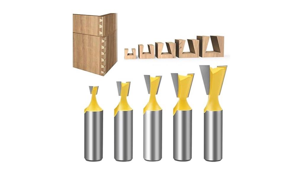 five piece dovetail bit set