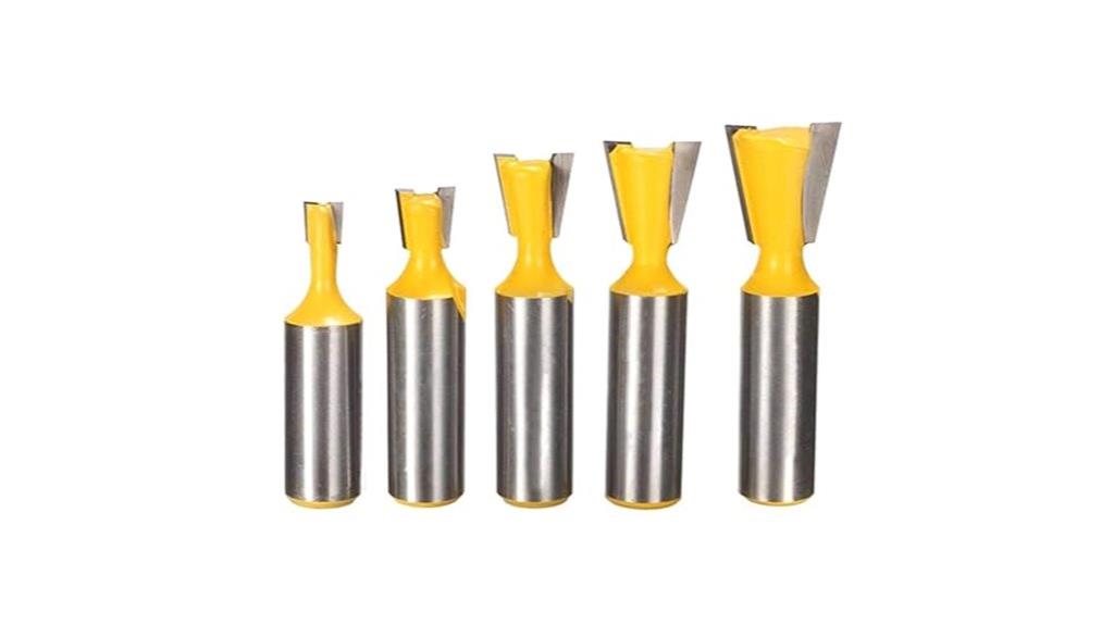 five piece dovetail router bits