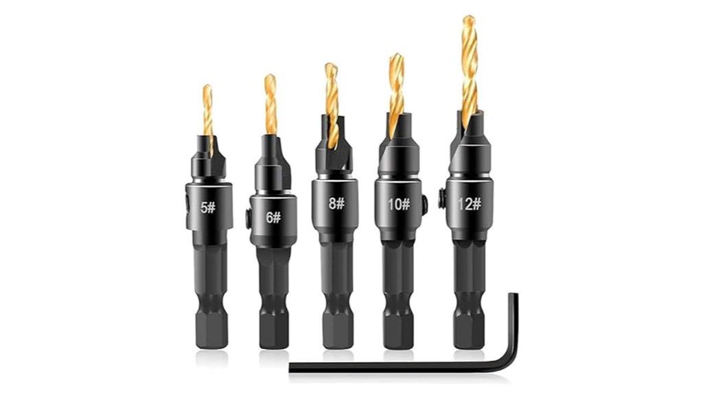 five piece hex countersink set