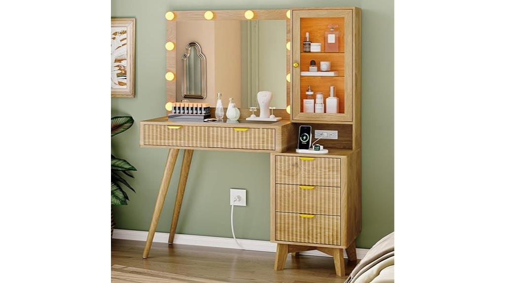 fluted mirror vanity desk