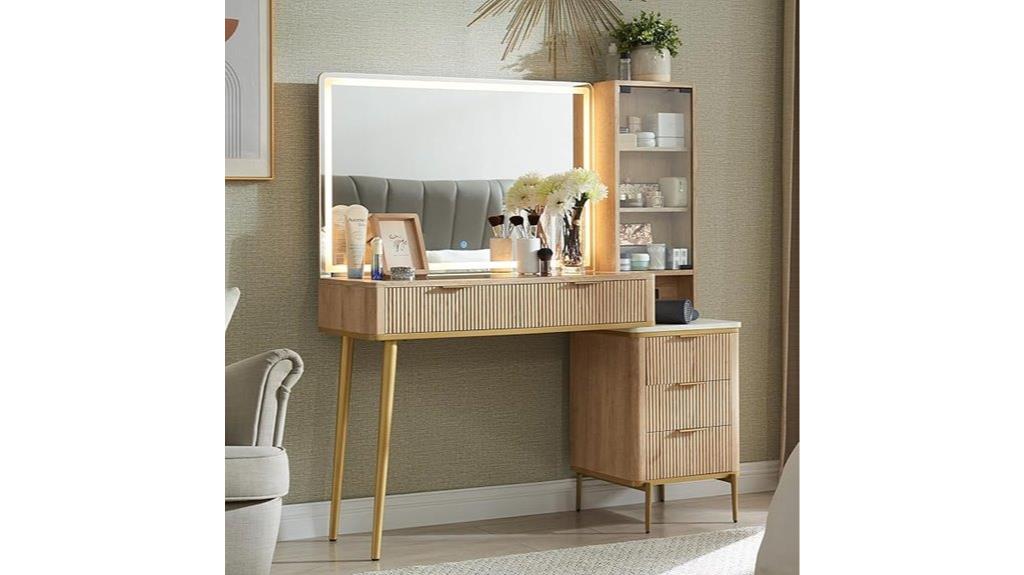 fluted vanity with lights