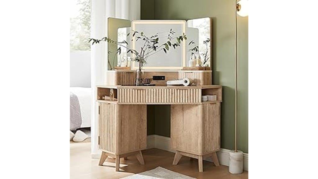 fluted vanity with lights