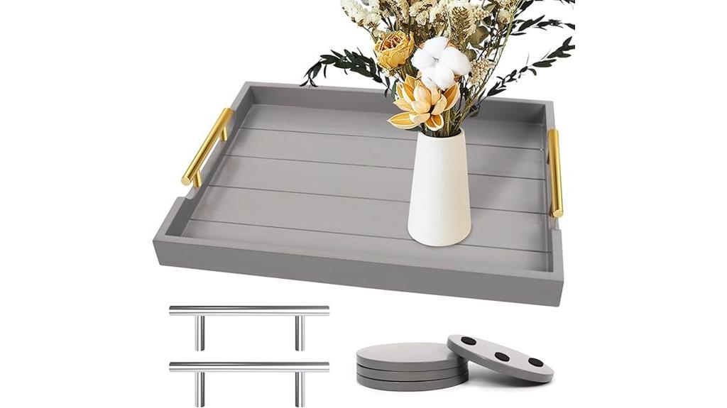 gray coffee tray set