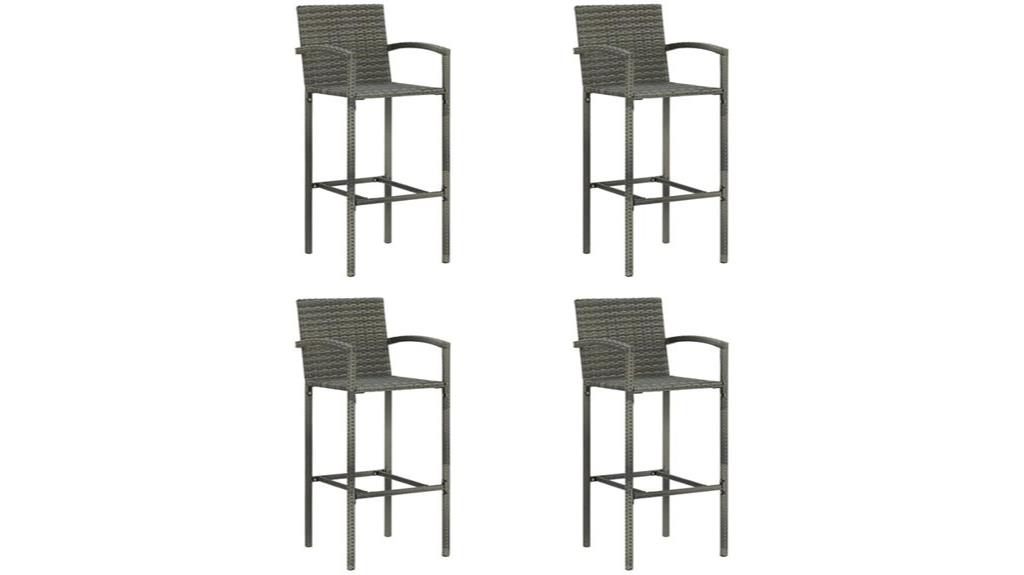 gray rattan bar stool set