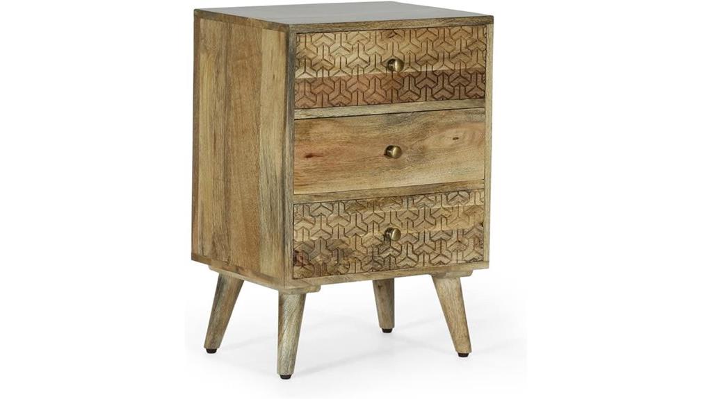 handcrafted 3 drawer nightstand