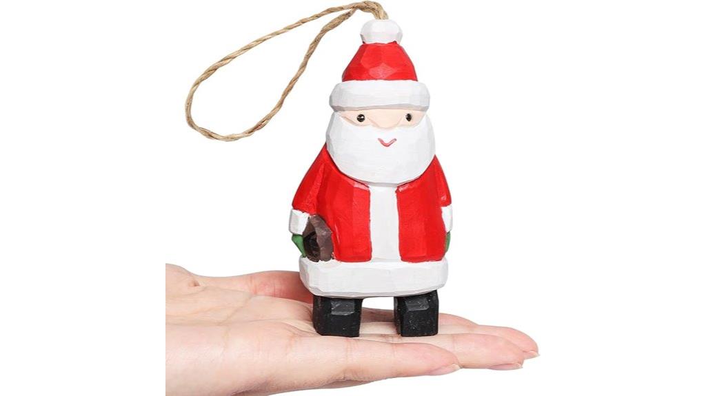 handmade wooden santa ornament