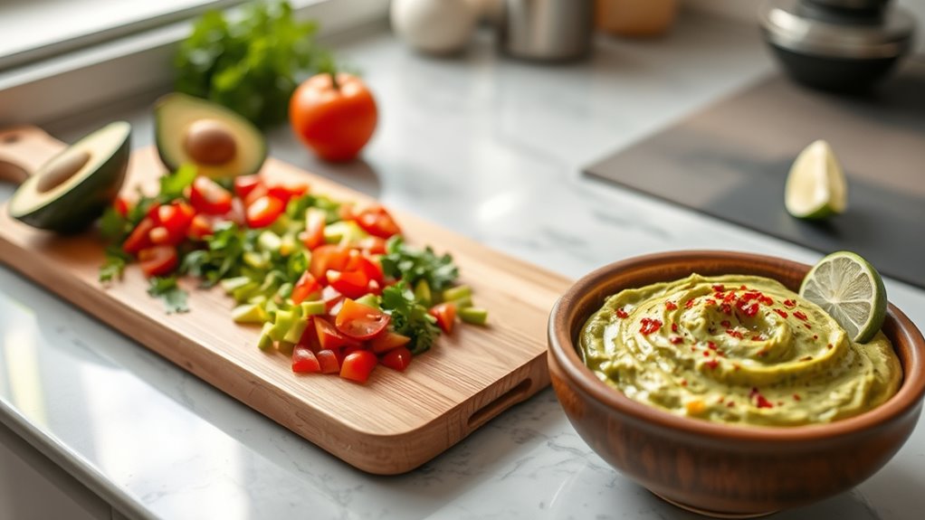 homemade guacamole and dips