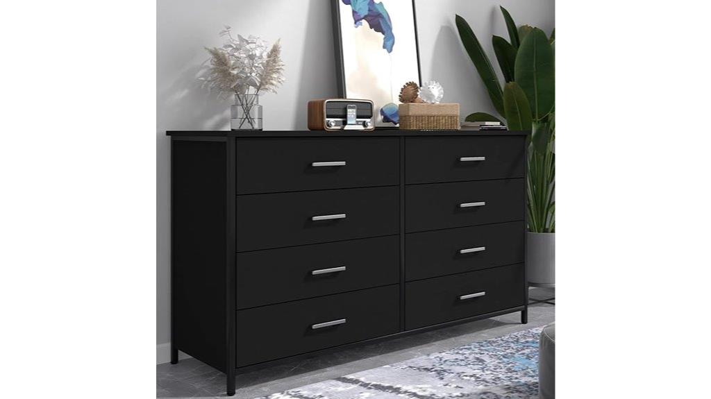 industrial black wood dresser