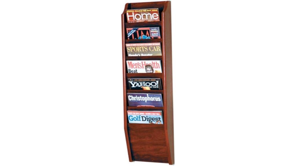 mahogany 7 pocket magazine rack