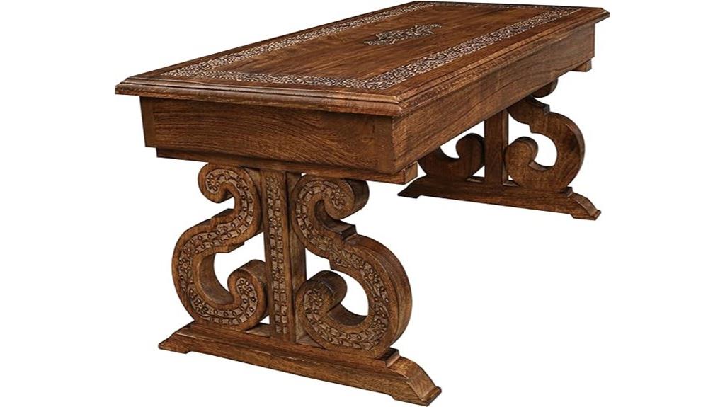 mango wood carved coffee table