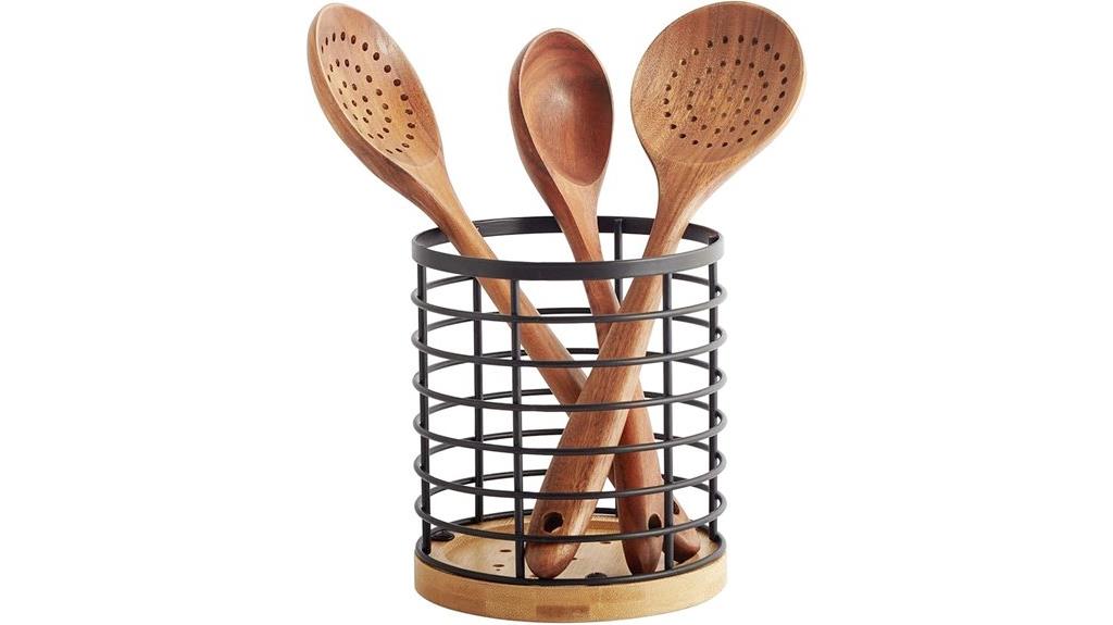 metal bamboo utensil holder