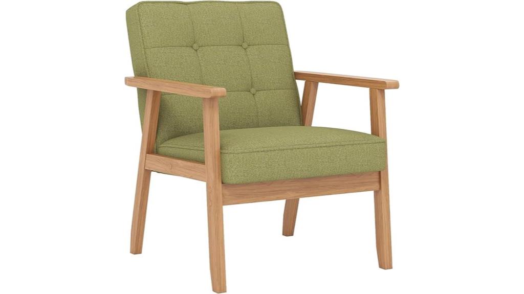 mid century linen accent chair