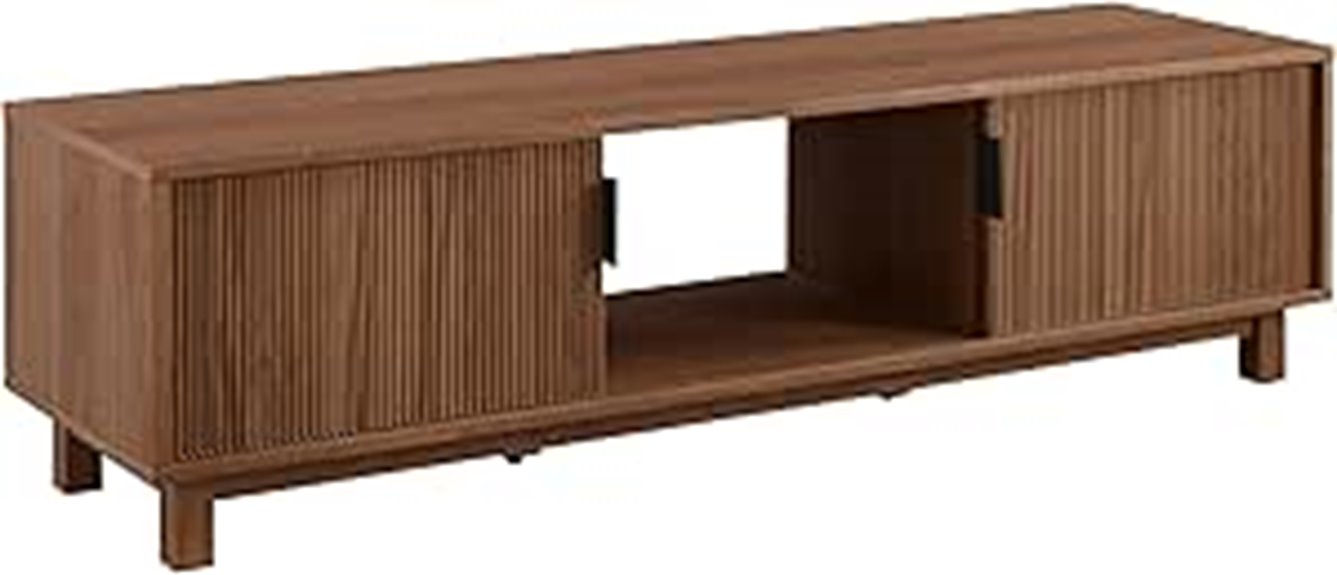 modern tv stand with fluted doors