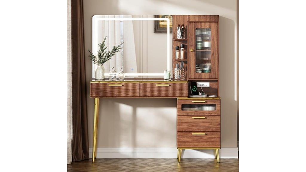 modern vanity with lighting